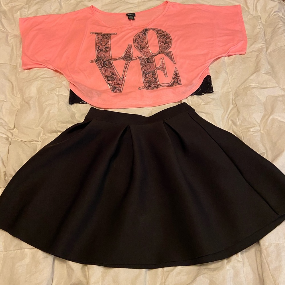 Rue 21 midi top with Hot Gal Skirt